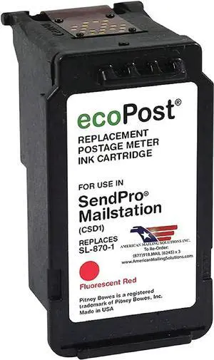 AMERICAN MAILING SOLUTIONS INC. | PB SL-870-1 Red Fluorescent Ink Cartridge Replacement for SendPro Mailstation (CSD1) Postage Meter
