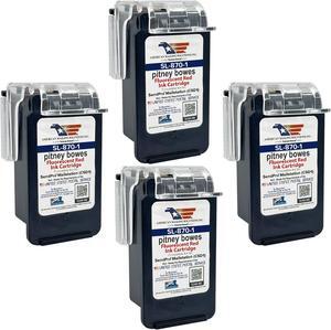AMERICAN MAILING SOLUTIONS INC. | 4-Pack| PB SL-870-1 Red Fluorescent Ink Cartridge Replacement for SendPro Mailstation (CSD1) Postage Meter