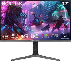 Haurve 32" UHD 4K 144Hz Gaming Monitor with Height Adjustable Stand, HDMI 2.1, DP 1.4, USB-C, RGB, Built-in Speakers, Black