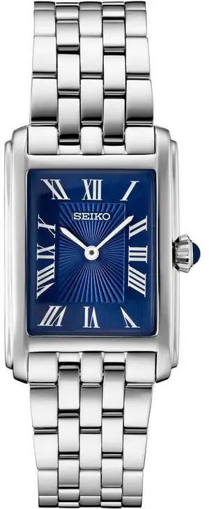 Seiko Essentials Collection Quartz Watch  22.2mm Stainless Steel Blue Dial, Rectangular Case, 50M Water Resistant