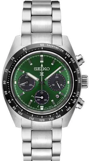 Seiko SSC933 Prospex Speedtimer Collection Solar Chronograph Watch - Stainless/Green