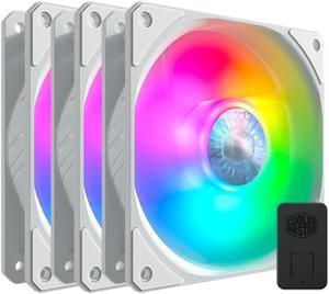 Cooler Master SickleFlow 120 V2 Addressable RGB Fan (White Edition, 3 in 1 with ARGB LED Controller) - 120mm Square Frame Fan, Air Balance Curve Blade Design, PWM Control for PC Case & Liquid Radiator