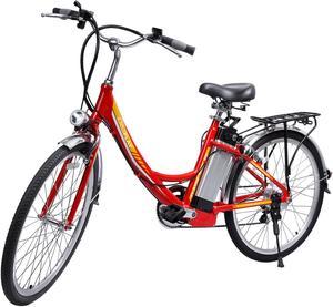 iDeaPlay Electric Bike 26, 250W E-Bike for Women with 3 Riding Modes, Electric Bicycle with Removable 36V 8.0Ah Lithium Battery, 20mph Adult Electric Bicycles with 6 Speed , Red UL Certified