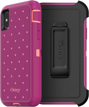 APPLE IPHONE X OTTERBOX DEFENDER CASE-CORAL DOT (CORAL, DARK PINK)