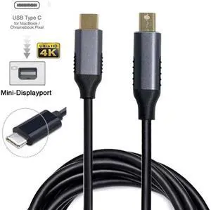 Cablecc USB 3.1 USB-C Type-C Source to Mini DisplayPort DP Displays Male 4K Monitor Cable for Laptop 1.8m