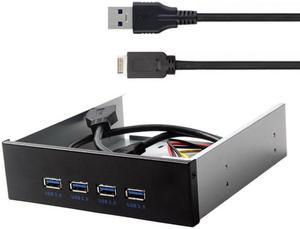 Cablecc USB 3.1 Front Panel Header to USB 3.0 HUB 4 Ports Front Panel Motherboard Cable for 5.25" CD-ROM Bay