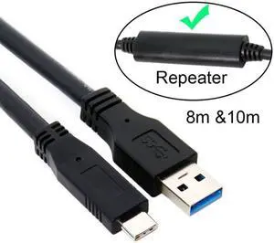 CY 8m USB-C USB 3.1 Type C Male to USB3.0 Type A Male Data GL3523 Repeater Cable for Tablet & Phone & Hard Disk Drive UC-199-BK-8.0M