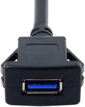 CYSM 1m Waterproof Single USB 3.0 Extension Latch Mount Car AUX Cable for Dashboard Panel