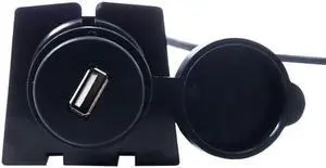 Cablecc 1m Waterproof Single USB 2.0 Extension AUX Flush Mount Car Mount Extension Cable for Dashboard Panel