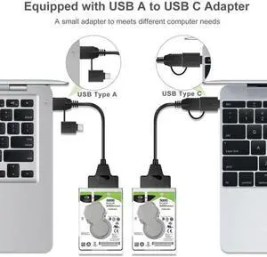 Xiwai Type C & USB 3.0 Male to SATA 22 Pin 2.5" Hard disk driver SSD Adapter Cable for Macbook & Laptop