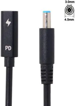 Jimier Cable Type C USB-C Female Input to DC 4.5*3.0mm Power PD Charge Cable fit for HP Laptop 18-20V