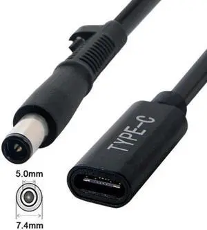 Jimier Cable Type C USB-C Female Input to DC 7.4*5.0mm Power PD Charge Cable fit for Laptop 18-20V