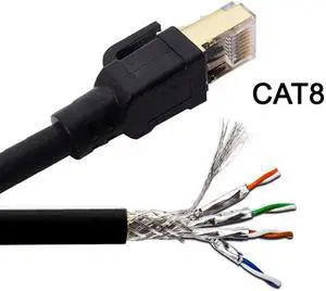 Jimier Cable 100cm RJ45 Cat8 Ethernet Network Lan Cable Patch Cord 25/40Gbps for Router Laptop