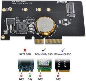 Xiwai PCI-E 3.0 x4 to M.2 NGFF M Key SSD Nvme Card Adapter PCI Express with Power Failure Protection 4.0F Super Capacitor
