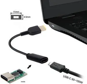 KAIBOXIXI Type C USB-C to Rectangle 11.0*4.5mm Power Plug PD Emulator Trigger Charge Cable for ThinkPad X1 Carbon KAIBOXIXI Type C USB-C to Rectangle 11.0*4.5mm Power Plug PD Emulator Trigger Charge Cable for ThinkPad X1 Carbon