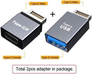 Xiwai 2pcs USB 3.1 Front Panel Header Male Type-E to Type-A & Type-C USB-C Motherboard Extension Data Adapter