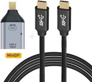 CY 100W 10Gbps Cable & USB-C Type C Female Source to Mini Displayport DP Sink HDTV & PD Power Adapter 4K 60hz 1080p for Phone & Laptop