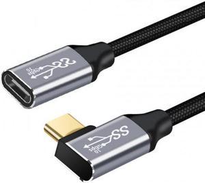 Chenyang 100CM Left & Right Angled USB-C USB 3.1 Type C Male to Female Extension Data Cable 10Gbps 100W with Sleeve for Laptop