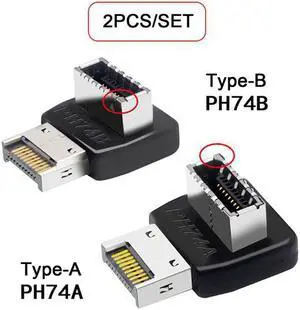 Cablecc 2pcs Overmold USB 3.1 Front Panel Header Male to Female Type-E Motherboard Extension Data Adapter