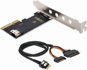 Cablecc PCI-E 3.0 4.0 to SFF-8654 Slimline SAS Card Adapter and U.2 U2 SFF-8639 NVME PCIe SSD Cable for Mainboard SSD