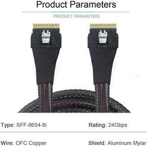 Jimier PCI-E Slimline SAS 4.0 SFF-8654 8i 74pin Host to SFF-8654 74Pin Slim SAS Target Cable 50cm