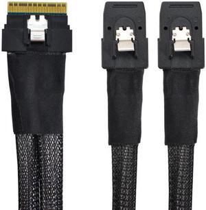 Xiwai PCI-E Ultraport Slimline SAS Slim 4.0 SFF-8654 8i 74pin to Dual SFF-8087 Mini SAS Cable PCI-Express