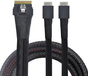 Xiwai PCI-E Ultraport Slimline SAS Slim 4.0 SFF-8654 8i 74pin to Dual Oculink SFF-8611 Cable 50cm PCI-Express