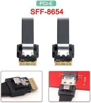 CY PCI-E Slimline SAS 4.0 SFF-8654 4i 38pin Host to SFF-8654 Slim SAS Target Cable 40cm