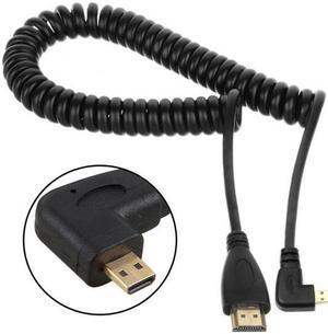 CY Stretch Left Angled 90 Degree Micro HDMI to HDMI Male HDTV Cable for Cell Phone   Tablet   Camera
