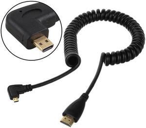 Cablecc Stretch Left Angled 90 Degree Micro HDMI to HDMI Male HDTV Cable for Cell Phone   Tablet   Camera