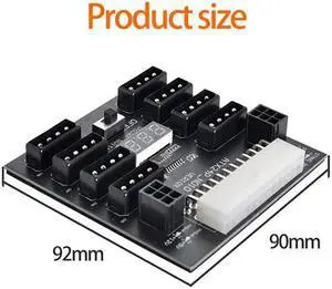 CY ATX PSU Server Power Board 24Pin to IDE 8x 4Pin +2x 6Pin Power Supply Board for CHIA ETH BTC Mining Miner