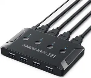 Xiwai KVM USB 2.0 Switch Selector 4 Port PCs Sharing 4 Devices for Keyboard Mouse Scanner Printer