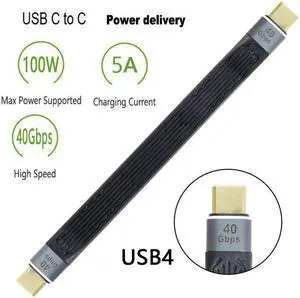 Jimier Type-C USB-C Male to Male USB4 40Gbps 100W 8K Flat Slim FPC Data Cable for Laptop   Phone 13cm