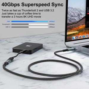 Jimier USB4 Extension Cable Male to Female 40Gbps with 100W Charging and 8K@60Hz Compatible with Thunderbolt3/4