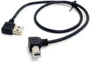 CY Left Angled USB 2.0 A Male to B Male Angled 90 Degree Printer Cable 50cm 100cm