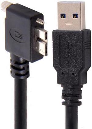 Chenyang CY 1.2m 90 Degree Left Angled Micro USB Screw Mount to 3.0 Data Cable for Industrial Camera