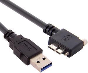 Cablecc 1.2m 90 Degree Left Angled Micro USB Screw Mount to 3.0 Data Cable for Industrial Camera