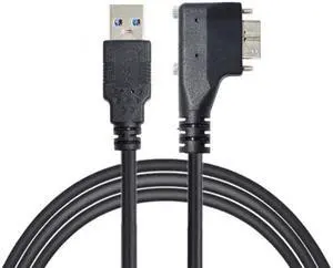 Cablecc Dual Screws 90 Degree Left Angled Micro USB Mount to USB3.0 Data Cable for Industrial Camera