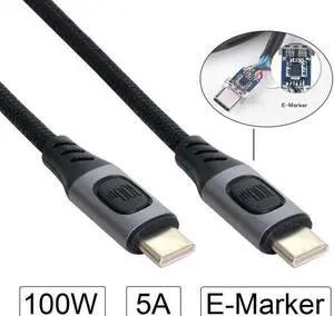 Cablecc Type-C USB-C Male to Male USB 2.0 Version Data Cable Support E-Marker 100W for Laptop and Phone