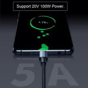 CY USB-C USB 3.1 Type-C Male to Female Extension Data Cable 10Gbps 100W with Sleeve for Laptop Phone