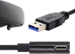 CY Fit for Oculus Link VR USB 3.1 Type-C Left Right Angled Type to Standard USB3.0 Data Cable