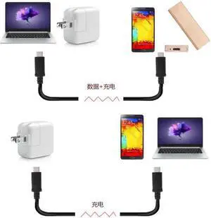 Xiwai 30cm USB-C USB 3.1 Type C Male Connector to Male Data Cable for Tablet and Phone and Mac and Hard Disk Drive