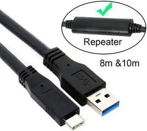 Cablecc 10m 8m 5m USB-C USB 3.1 Type C Male to USB3.0 Type A Male Data GL3523 Repeater Cable for Tablet and Phone and Hard Disk Drive