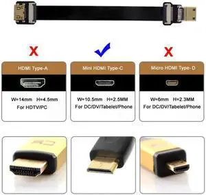 CY CYFPV Mini HDMI Male to Mini HDMI Female Extension FPC Flat Cable 1080P for FPV HDTV Multicopter Aerial Photography