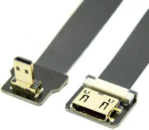Cablecc CYFPV Down Angled 90 Degree FPV Micro HDMI Male to Mini HDMI Female FPC Flat Cable 10cm for FPV HDTV Multicopter Aerial Photography