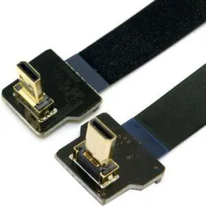 Cablecc CYFPV 90 Degree Down Angled FPV Micro HDMI Male to Up Angled Micro HDMI FPC Flat Cable 10cm for FPV HDTV Multicopter Aerial Photography