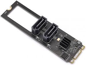 Chenyang NGFF Key B+M PCI Express to SATA 3.0 6Gbps Dual Ports Vertical Adapter Converter Hard Drive Extension Card JMB582 2280