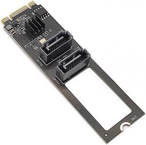 Xiwai NGFF Key B+M PCI Express to SATA 3.0 6Gbps Dual Ports Vertical Adapter Converter Hard Drive Extension Card JMB582 2280