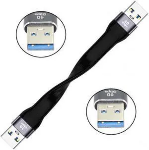 Cablecc 10Gbps USB 3.1 Type A Male to USB3.0 Type A Male Extension Flat Slim FPC Data Cable 13cm for Laptop  Desktop