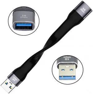 Xiwai 10Gbps USB 3.1 Type A Female to USB3.0 Type A Male Extension Flat Slim FPC Data Cable 13cm for Laptop  Desktop